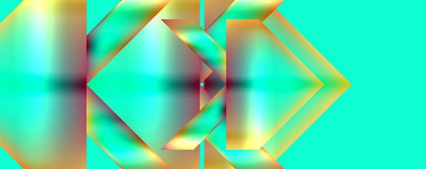 A színesség és a szimmetria zöld alapon kaleidoszkóp mintát hoz létre. Az elektromos kék és bíbor háromszögek párhuzamos vonalakat alkotnak, művészi színekkel és árnyalatokkal díszítve - Vektor, kép