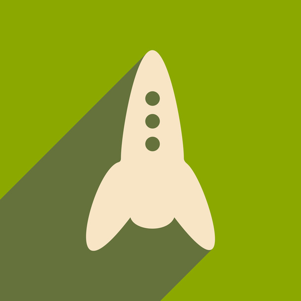 Flat with shadow icon and mobile applacation rocket - Vector, Image
