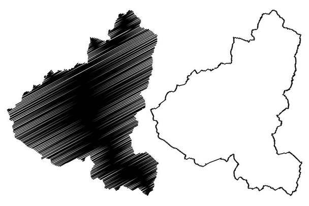Engiadina Bassa Val Mustair Region District (Sveitsi, Sveitsin valaliitto, Grisonien kantoni, Graubunden) kartta vektori kuvitus, scribble luonnos Engiadina Bassa Val Mstairin alue - Vektori, kuva
