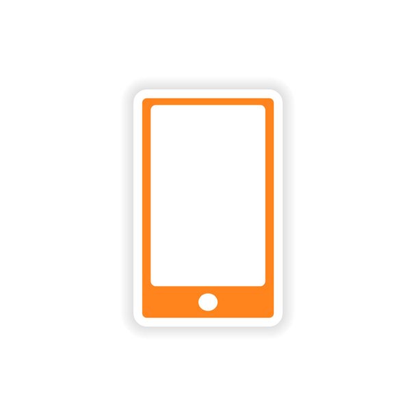 Kağıt telefon Touch simgesi etiket gerçekçi tasarım - Vektör, Görsel