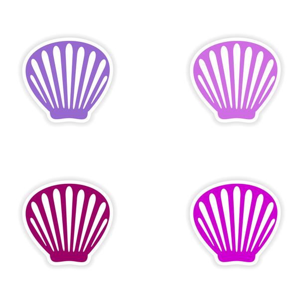 assembly realistic sticker design on paper shell - Vektor, obrázek