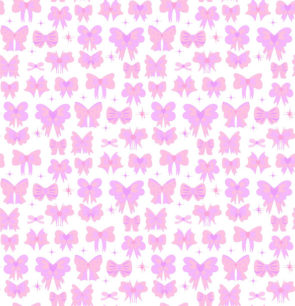 Ροζ χαριτωμένο coquette αισθητική μοτίβο απρόσκοπτη κορδέλα τόξο απομονώνονται σε ροζ φόντο. - Διάνυσμα, εικόνα