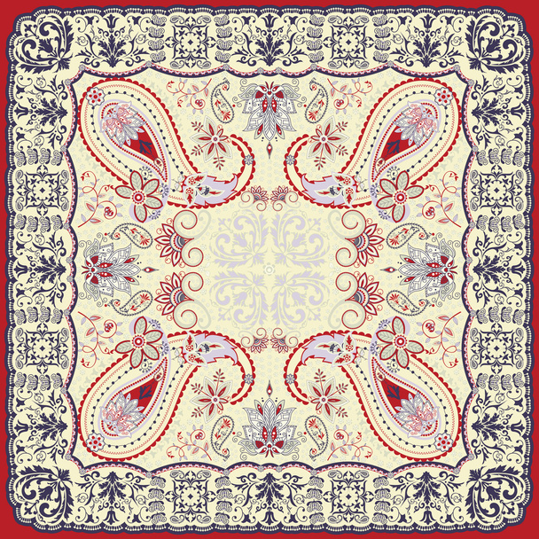 Diseño de bufanda paisley floral
 - Vector, Imagen