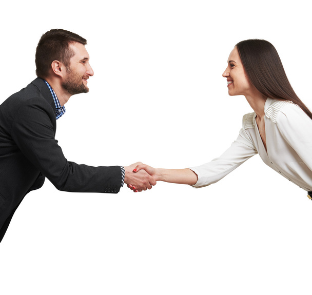 woman and man shaking hands - Foto, imagen