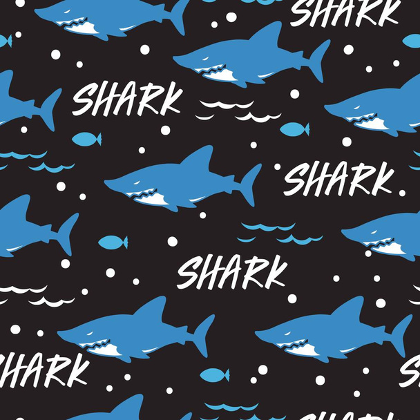 Ocean Terror Dangerous Shark Abstract Motif se puede utilizar para el diseño de fondo y ropa - Vector, imagen