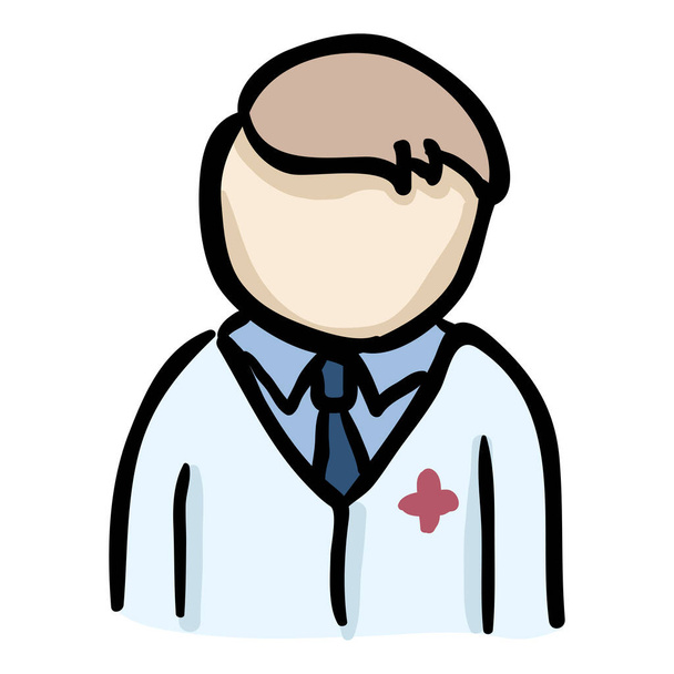 Male Doctor - Hand Drawn Doodle Icon - Vector, Image