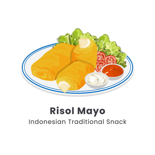 Ręcznie rysowane wektor ilustracji Risol Mayo tradycyjnej żywności z Indonezji - Wektor, obraz
