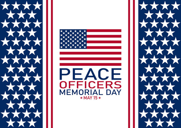 Día de los Oficiales de Paz. Celebrado el 15 de mayo en los Estados Unidos. En honor a la policía. Concepto de vacaciones. Plantilla para fondo, banner, tarjeta, póster - Vector, Imagen