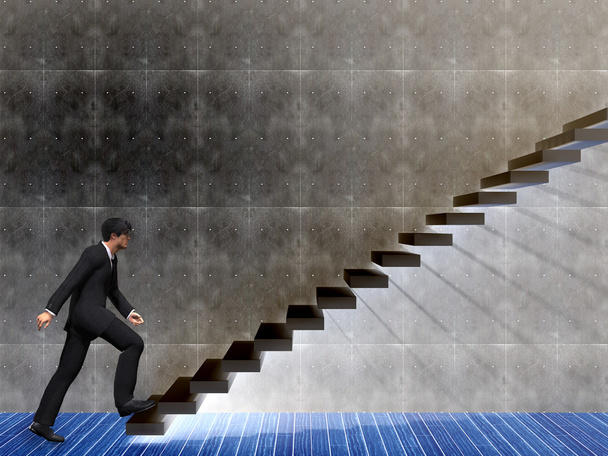 Empresario subiendo por una escalera
 - Foto, Imagen