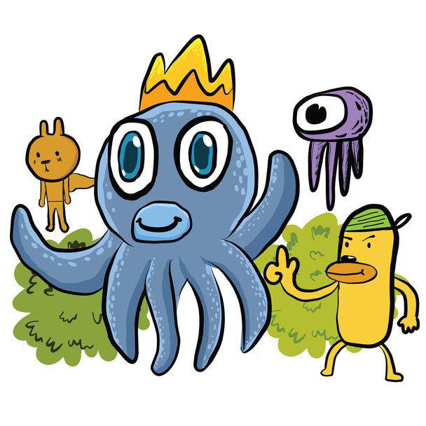 Ilustrace chobotnice a čmáranice - Vektor, obrázek
