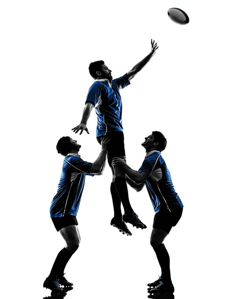 Rugby men players silhouette - Фото, изображение