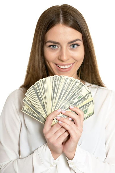 Beautiful woman with money - Foto, Imagen