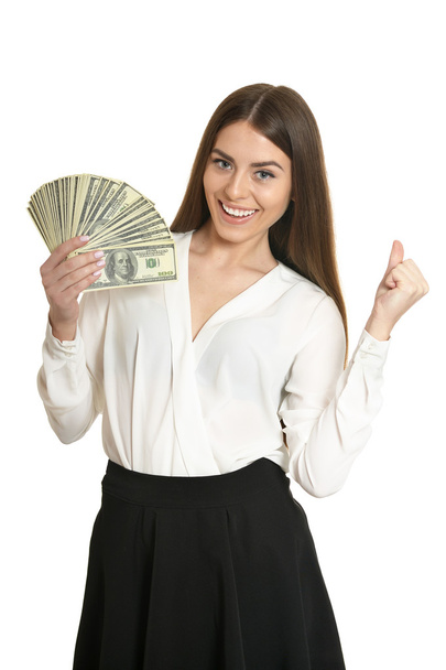 Beautiful woman with money - Photo, Image