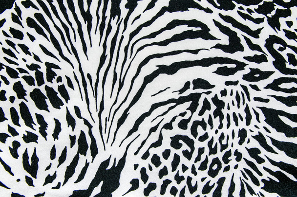 texture of print fabric striped zebra and leopard for background - Photo, Image