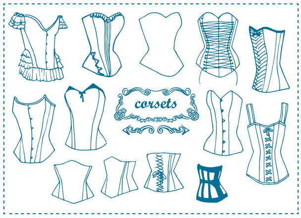 Fashion female corsets - Διάνυσμα, εικόνα