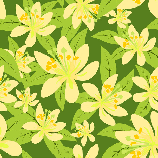 Αβοκάντο λουλούδια και αφήνει αδιάλειπτη μοτίβο - Διάνυσμα, εικόνα