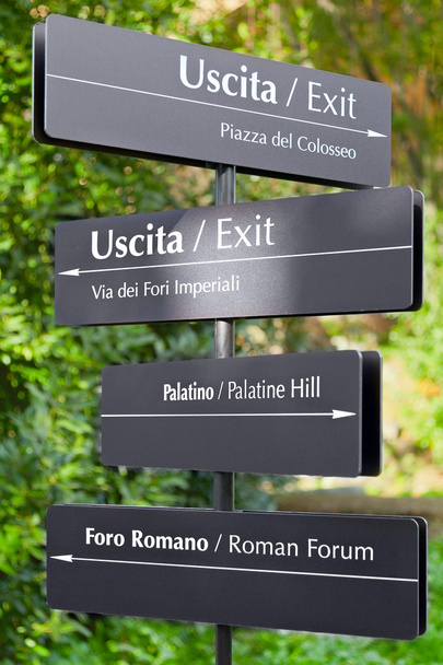 Famous tourist landmark on signpost in Rome, Italy - Photo, Image