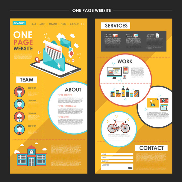attractive one page website template design with newsletter elem - Wektor, obraz
