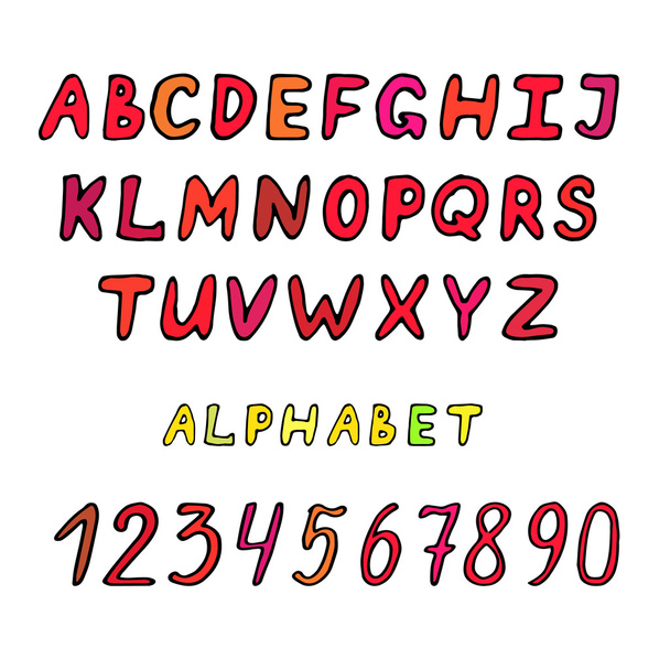 Ręcznie rysowany alfabet - Wektor, obraz