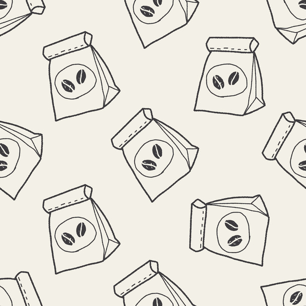 kávové zrno doodle vzor bezešvé pozadí výkresu - Vektor, obrázek