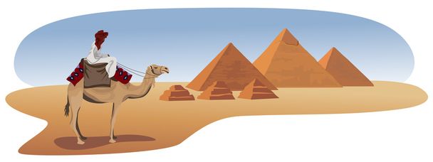 Beduinen und die Pyramiden - Vektor, Bild