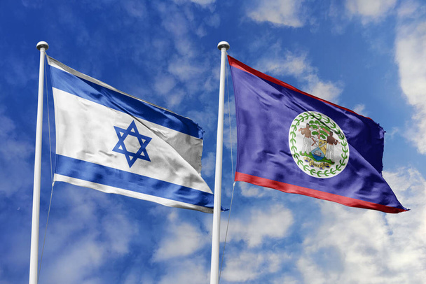 3D illustratie, Israël en Belize alliantie en ontmoeting, samenwerking tussen staten. - Foto, afbeelding