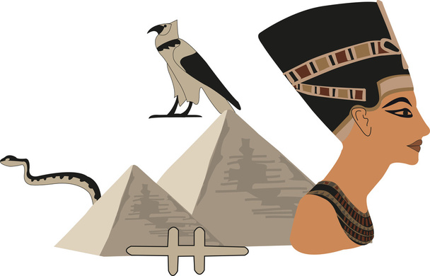 Нефертити и пирамиды
 - Вектор,изображение