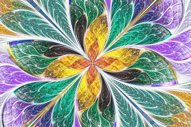 Flor fractal multicolor o mariposa en vitral
 - Foto, Imagen