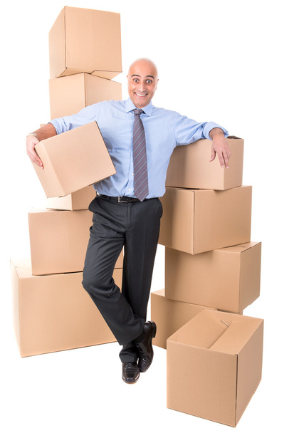 Businessman with cardboard boxes - Photo, Image
