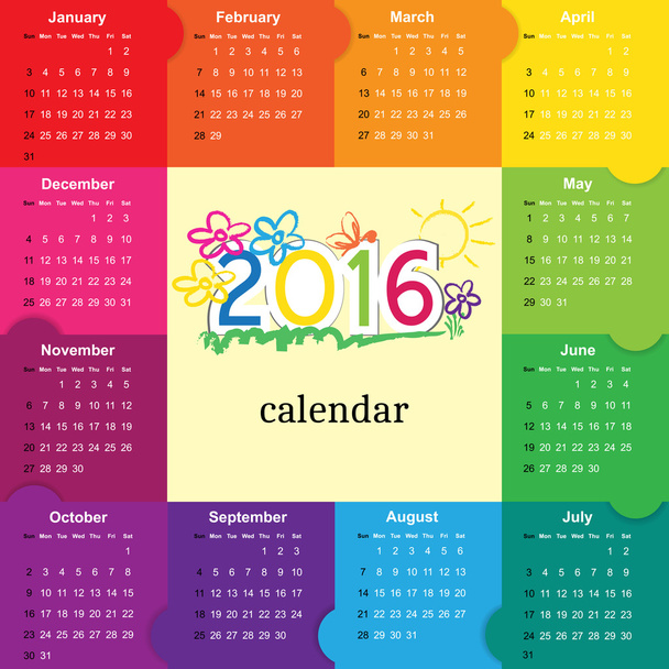 Calendario 2016
 - Vettoriali, immagini