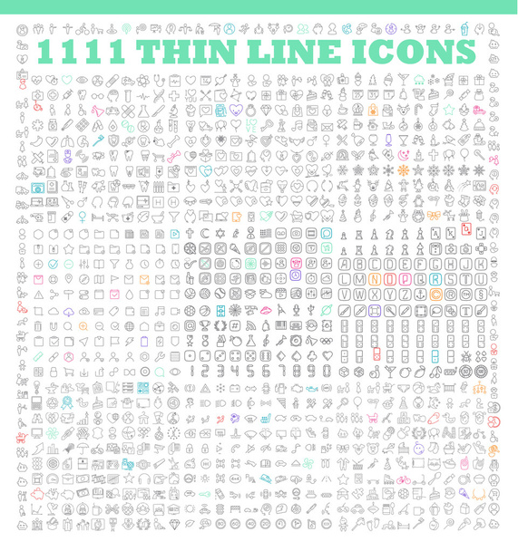 Conjunto de iconos de línea delgada
 - Vector, imagen
