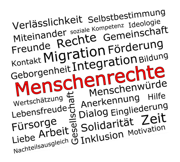 Wordcloud прав людини - німецькою мовою - Фото, зображення