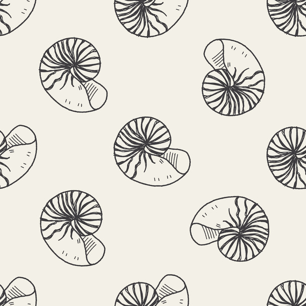 shell doodle seamless pattern background - Vector, Image