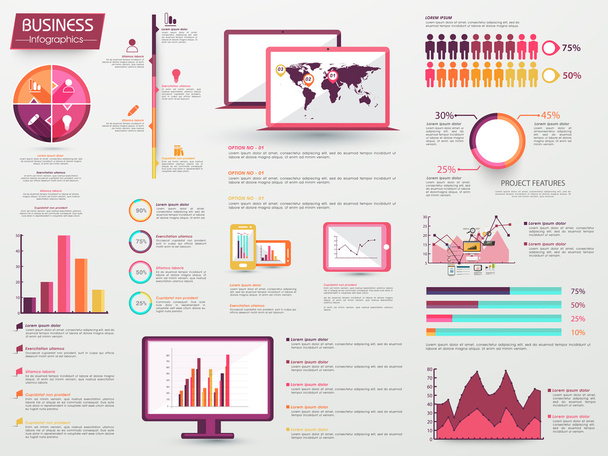 Big set of Business Infographic elements. - Вектор, зображення