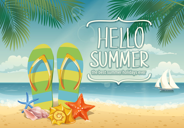 Background with summer elements - Vector, Image