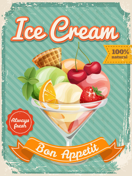 Ice cream poster - Vector, imagen