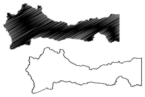 Alto Alegre municipality (State of Roraima, Municipalities of Brazil, Federative Republic of Brazil) mapa vector illustration, scribble sketch Alto Alegre map - Vector, Imagen