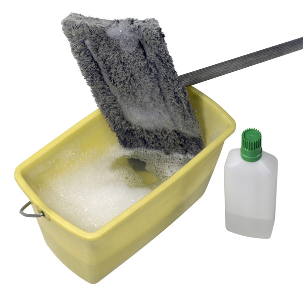 schoonmaak mop met emmer en schonere - Foto, afbeelding