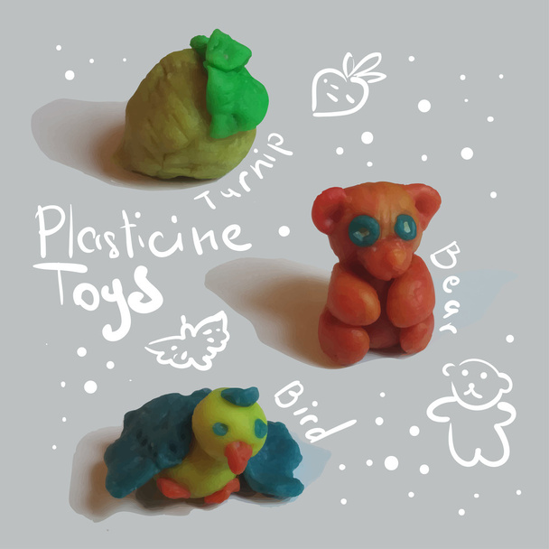 Plasticine: Turnip, Bear, Bird - Vector, Image