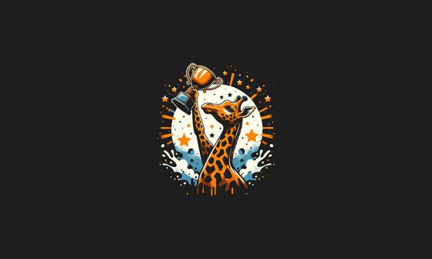 girafe soulève illustration vectorielle trophée design plat - Vecteur, image