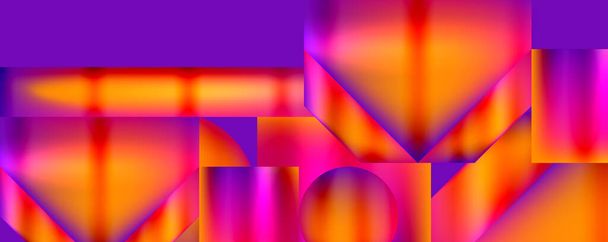 Levendige tinten van paars, magenta en elektrisch blauw creëren een symmetrisch geometrisch patroon op een abstracte achtergrond, dat doet denken aan gasgrafieken in de moderne kunst. - Vector, afbeelding