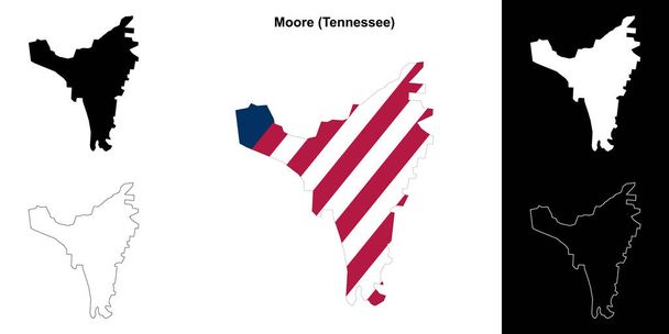 Moore County (Tennessee) umrissenes Kartenset - Vektor, Bild