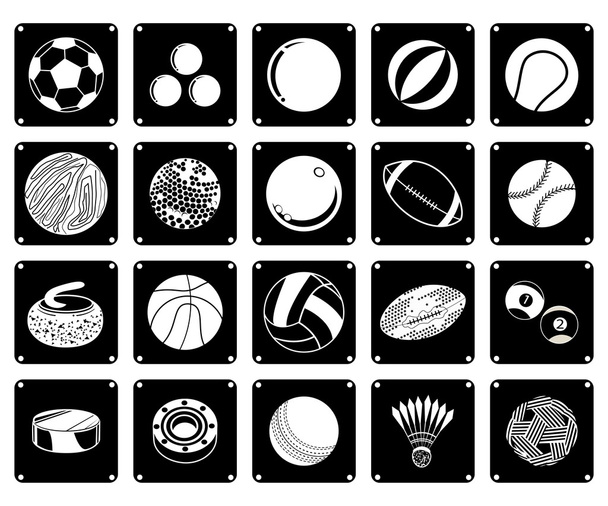 Colección de iconos de la bola del deporte sobre fondo blanco
 - Vector, imagen