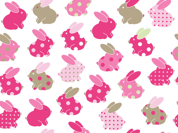 Seamless cute rabbits pattern - Vector, afbeelding
