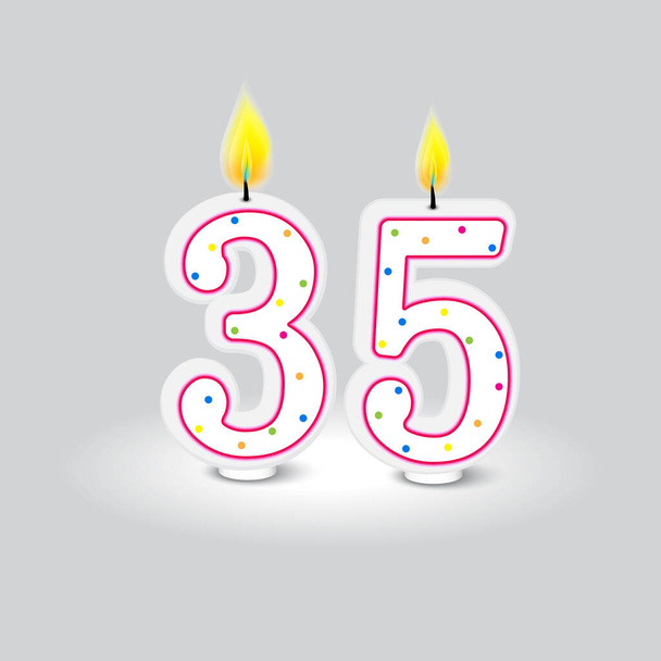 Γιορτάζουμε τα 35α γενέθλια με κεριά. Εικονογράφηση διανύσματος. EPS 10. Εικόνα αρχείου. - Διάνυσμα, εικόνα