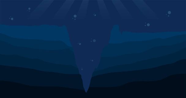 Donkerblauw water silhouet mariana loopgraaf onderwater zee vector illustratie - Vector, afbeelding