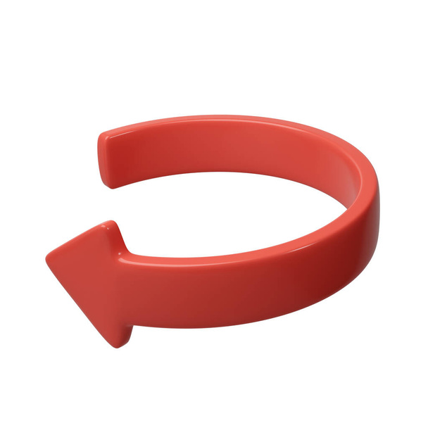 Rote 3D-Kreis Pfeil Richtung. Pfeilzeichen oder Symbol für Web-Taste und Interface und Navigationsdesign Illustration. - Foto, Bild