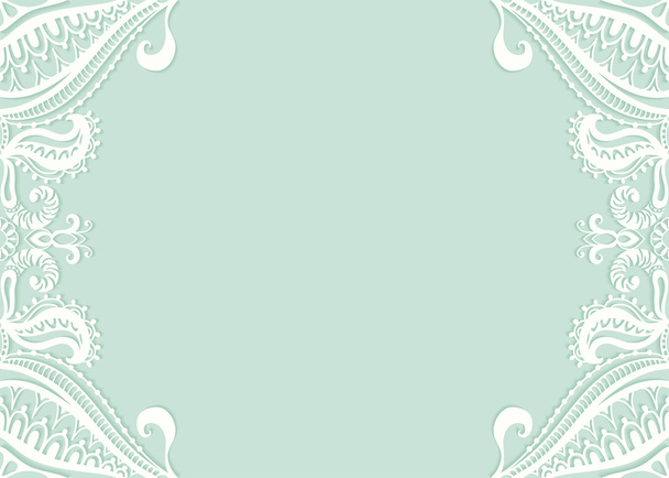 Wedding invitation or greeting card design with lace pattern, ornamental vector illustration - Vetor, Imagem