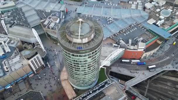 Vue Aérienne De Beaux Bâtiments au Centre De Birmingham City, Angleterre, Au Coucher Du Soleil. Angleterre Royaume-Uni. 30 mars 2024 - Séquence, vidéo