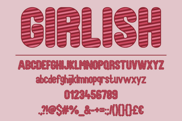 Набір кольорових шрифтів Girlish Coquette. Стильний дизайн типографії - Вектор, зображення